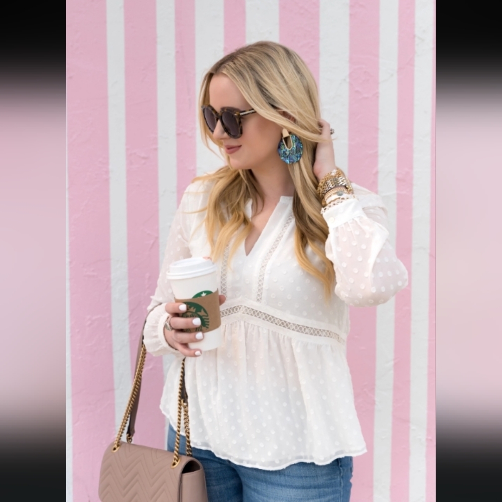 Loft white empire lace dress top blouse